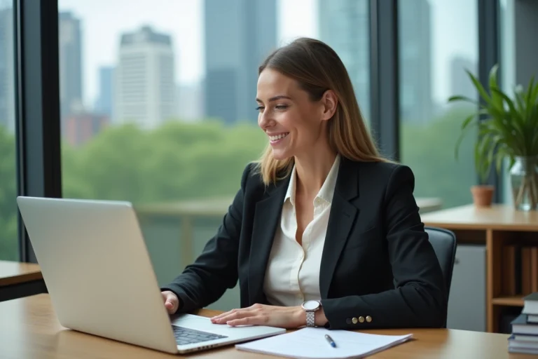 Femme entrepreneure confiante dans un bureau moderne